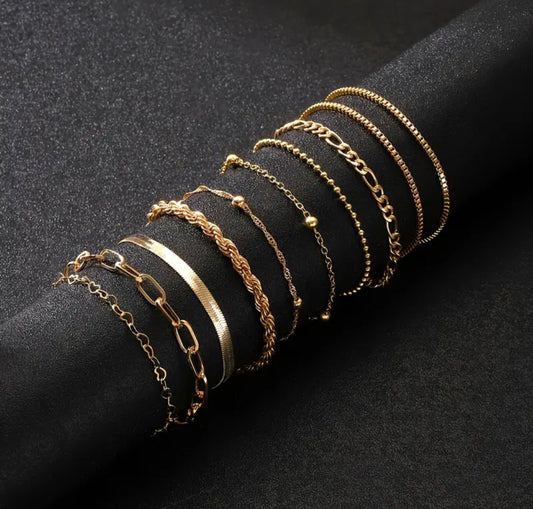 10-Piece Gold Bracelet Set
